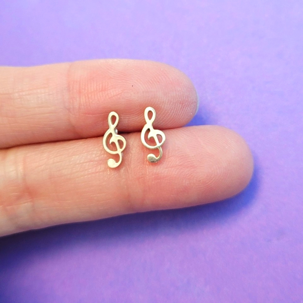 Set of music 🎼 note shaped rose gold color stainless steel earrings